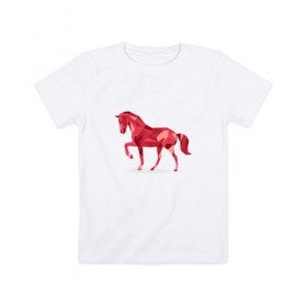 Детская футболка хлопок с принтом Геометрическая лошадь в Белгороде, 100% хлопок | круглый вырез горловины, полуприлегающий силуэт, длина до линии бедер | 