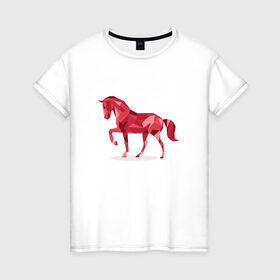 Женская футболка хлопок с принтом Геометрическая лошадь в Белгороде, 100% хлопок | прямой крой, круглый вырез горловины, длина до линии бедер, слегка спущенное плечо | 