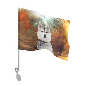 Флаг для автомобиля с принтом Хаски в Белгороде, 100% полиэстер | Размер: 30*21 см | маламут | песик | собака | собаки | собачка | хаски