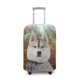 Чехол для чемодана 3D с принтом Хаски в Белгороде, 86% полиэфир, 14% спандекс | двустороннее нанесение принта, прорези для ручек и колес | маламут | песик | собака | собаки | собачка | хаски
