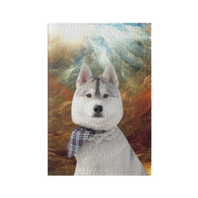 Обложка для паспорта матовая кожа с принтом Хаски в Белгороде, натуральная матовая кожа | размер 19,3 х 13,7 см; прозрачные пластиковые крепления | маламут | песик | собака | собаки | собачка | хаски