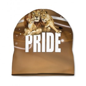 Шапка 3D с принтом Pride в Белгороде, 100% полиэстер | универсальный размер, печать по всей поверхности изделия | lion | голова животного | кот | кошка | лев | хищник | царь | цвет