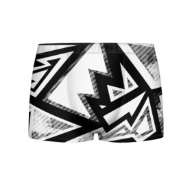 Мужские трусы 3D с принтом Треугольники в Белгороде, 50% хлопок, 50% полиэстер | классическая посадка, на поясе мягкая тканевая резинка | Тематика изображения на принте: белый | геометрия | черно белый | черный
