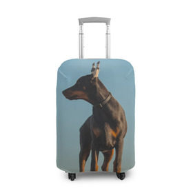 Чехол для чемодана 3D с принтом Доберман в Белгороде, 86% полиэфир, 14% спандекс | двустороннее нанесение принта, прорези для ручек и колес | Тематика изображения на принте: доберман | доберманы | пес | песик | псы | собака | собаки