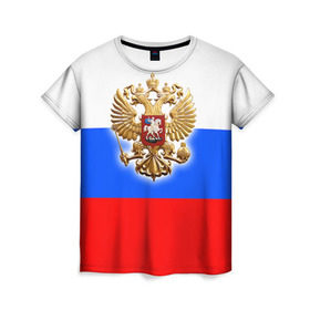 Женская футболка 3D с принтом Триколор в Белгороде, 100% полиэфир ( синтетическое хлопкоподобное полотно) | прямой крой, круглый вырез горловины, длина до линии бедер | russia | российская федерация | россия | рф