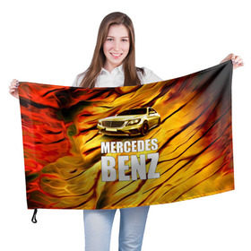 Флаг 3D с принтом Mercedes Benz в Белгороде, 100% полиэстер | плотность ткани — 95 г/м2, размер — 67 х 109 см. Принт наносится с одной стороны | benz | mercedes | авто | автомобиль | водитель | машина | мерседес бенц | тачка