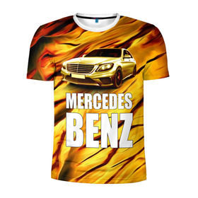 Мужская футболка 3D спортивная с принтом Mercedes Benz в Белгороде, 100% полиэстер с улучшенными характеристиками | приталенный силуэт, круглая горловина, широкие плечи, сужается к линии бедра | benz | mercedes | авто | автомобиль | водитель | машина | мерседес бенц | тачка