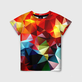 Детская футболка 3D с принтом Polygon в Белгороде, 100% гипоаллергенный полиэфир | прямой крой, круглый вырез горловины, длина до линии бедер, чуть спущенное плечо, ткань немного тянется | Тематика изображения на принте: геометрия | полигоны | разноцветный | яркий