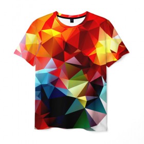 Мужская футболка 3D с принтом Polygon в Белгороде, 100% полиэфир | прямой крой, круглый вырез горловины, длина до линии бедер | геометрия | полигоны | разноцветный | яркий