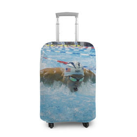Чехол для чемодана 3D с принтом Пловец в Белгороде, 86% полиэфир, 14% спандекс | двустороннее нанесение принта, прорези для ручек и колес | бассейн | вода | пловец