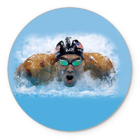 Коврик круглый с принтом swimmer в Белгороде, резина и полиэстер | круглая форма, изображение наносится на всю лицевую часть | пловец