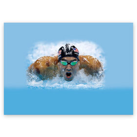 Поздравительная открытка с принтом swimmer в Белгороде, 100% бумага | плотность бумаги 280 г/м2, матовая, на обратной стороне линовка и место для марки
 | Тематика изображения на принте: пловец