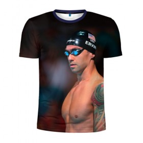 Мужская футболка 3D спортивная с принтом Энтони Эрвин в Белгороде, 100% полиэстер с улучшенными характеристиками | приталенный силуэт, круглая горловина, широкие плечи, сужается к линии бедра | ervin | пловец