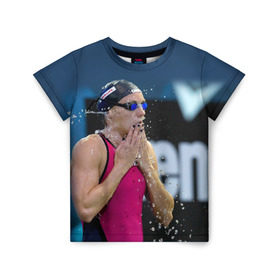 Детская футболка 3D с принтом Пловец в Белгороде, 100% гипоаллергенный полиэфир | прямой крой, круглый вырез горловины, длина до линии бедер, чуть спущенное плечо, ткань немного тянется | Тематика изображения на принте: swimmer