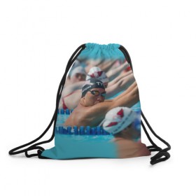 Рюкзак-мешок 3D с принтом Swimming в Белгороде, 100% полиэстер | плотность ткани — 200 г/м2, размер — 35 х 45 см; лямки — толстые шнурки, застежка на шнуровке, без карманов и подкладки | пловцы