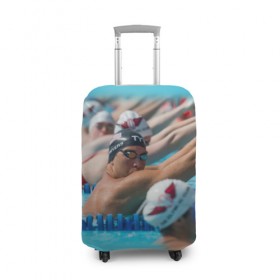 Чехол для чемодана 3D с принтом Swimming в Белгороде, 86% полиэфир, 14% спандекс | двустороннее нанесение принта, прорези для ручек и колес | пловцы