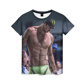 Женская футболка 3D с принтом Пловец в Белгороде, 100% полиэфир ( синтетическое хлопкоподобное полотно) | прямой крой, круглый вырез горловины, длина до линии бедер | swimmer