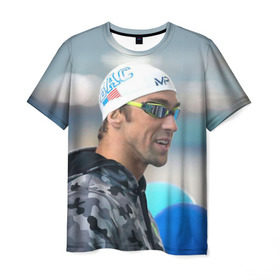 Мужская футболка 3D с принтом Swimmer в Белгороде, 100% полиэфир | прямой крой, круглый вырез горловины, длина до линии бедер | пловец