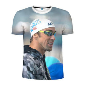 Мужская футболка 3D спортивная с принтом Swimmer в Белгороде, 100% полиэстер с улучшенными характеристиками | приталенный силуэт, круглая горловина, широкие плечи, сужается к линии бедра | пловец