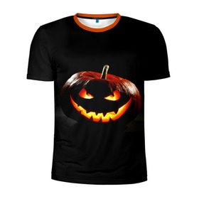 Мужская футболка 3D спортивная с принтом Хитрая тыква в Белгороде, 100% полиэстер с улучшенными характеристиками | приталенный силуэт, круглая горловина, широкие плечи, сужается к линии бедра | halloween | в идеи подарков в хеллоуин | тыквы | хеллоиун | хэллоуин | хэлоуин