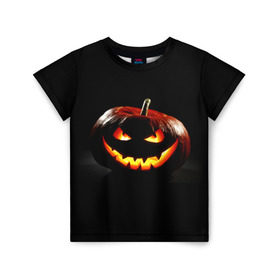 Детская футболка 3D с принтом Хитрая тыква в Белгороде, 100% гипоаллергенный полиэфир | прямой крой, круглый вырез горловины, длина до линии бедер, чуть спущенное плечо, ткань немного тянется | Тематика изображения на принте: halloween | в идеи подарков в хеллоуин | тыквы | хеллоиун | хэллоуин | хэлоуин