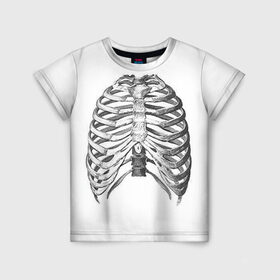 Детская футболка 3D с принтом Ребра в Белгороде, 100% гипоаллергенный полиэфир | прямой крой, круглый вырез горловины, длина до линии бедер, чуть спущенное плечо, ткань немного тянется | bones | halloween | skull | скелет | скелеты | хеллоиун | хэллоуин | хэлоуин | череп | черепа