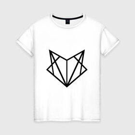 Женская футболка хлопок с принтом Лиса геометрия в Белгороде, 100% хлопок | прямой крой, круглый вырез горловины, длина до линии бедер, слегка спущенное плечо | геометрия | лиса | стиль | треугольники
