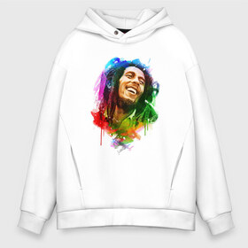 Мужское худи Oversize хлопок с принтом Bob Marley в Белгороде, френч-терри — 70% хлопок, 30% полиэстер. Мягкий теплый начес внутри —100% хлопок | боковые карманы, эластичные манжеты и нижняя кромка, капюшон на магнитной кнопке | боб | марли | музыка