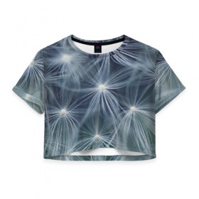 Женская футболка 3D укороченная с принтом Одуванчик в Белгороде, 100% полиэстер | круглая горловина, длина футболки до линии талии, рукава с отворотами | одуванчик | цветок