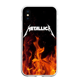 Чехол для iPhone XS Max матовый с принтом Metallica fire в Белгороде, Силикон | Область печати: задняя сторона чехла, без боковых панелей | металлика