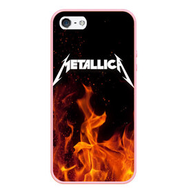 Чехол для iPhone 5/5S матовый с принтом Metallica fire в Белгороде, Силикон | Область печати: задняя сторона чехла, без боковых панелей | металлика