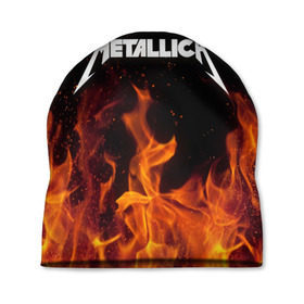 Шапка 3D с принтом Metallica fire в Белгороде, 100% полиэстер | универсальный размер, печать по всей поверхности изделия | металлика
