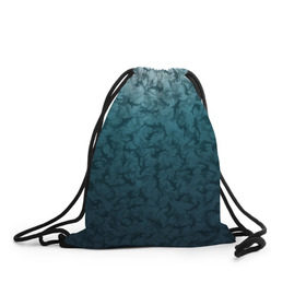 Рюкзак-мешок 3D с принтом Акулы-молоты в Белгороде, 100% полиэстер | плотность ткани — 200 г/м2, размер — 35 х 45 см; лямки — толстые шнурки, застежка на шнуровке, без карманов и подкладки | камуфляж | море | океан | рыба
