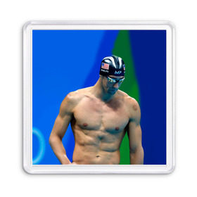 Магнит 55*55 с принтом Michael Phelps в Белгороде, Пластик | Размер: 65*65 мм; Размер печати: 55*55 мм | бассейн | пловец | чемпион. фелепс