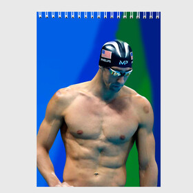 Скетчбук с принтом Michael Phelps в Белгороде, 100% бумага
 | 48 листов, плотность листов — 100 г/м2, плотность картонной обложки — 250 г/м2. Листы скреплены сверху удобной пружинной спиралью | бассейн | пловец | чемпион. фелепс