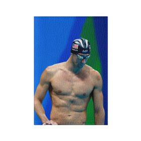 Обложка для паспорта матовая кожа с принтом Michael Phelps в Белгороде, натуральная матовая кожа | размер 19,3 х 13,7 см; прозрачные пластиковые крепления | Тематика изображения на принте: бассейн | пловец | чемпион. фелепс