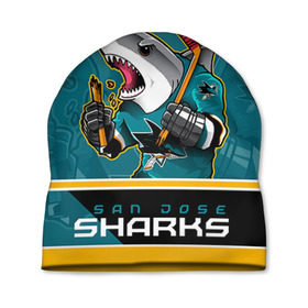 Шапка 3D с принтом San Jose Sharks в Белгороде, 100% полиэстер | универсальный размер, печать по всей поверхности изделия | nhl | san jose sharks | sharks | stanley cup | кубок стенли | кубок стэнли | нхл | сан хосе | сан хосе шаркс | хоккей | хоккейный клуб | шаркс