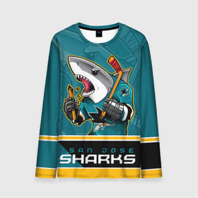 Мужской лонгслив 3D с принтом San Jose Sharks в Белгороде, 100% полиэстер | длинные рукава, круглый вырез горловины, полуприлегающий силуэт | Тематика изображения на принте: nhl | san jose sharks | sharks | stanley cup | кубок стенли | кубок стэнли | нхл | сан хосе | сан хосе шаркс | хоккей | хоккейный клуб | шаркс