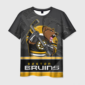 Мужская футболка 3D с принтом Boston Bruins в Белгороде, 100% полиэфир | прямой крой, круглый вырез горловины, длина до линии бедер | boston bruins | nhl | stanley cup | бостон | бостон брюинз | брюинз | брюинс | кубок стенли | кубок стэнли | нхл | хоккей | хоккейный клуб | худобин