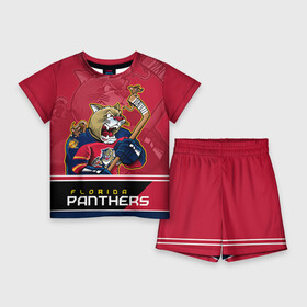 Детский костюм с шортами 3D с принтом Florida Panthers в Белгороде,  |  | florida panthers | nhl | stanley cup | кубок стенли | кубок стэнли | нхл | флорида пантерз | флорида пантеры | хоккей | хоккейный клуб