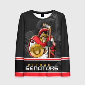 Женский лонгслив 3D с принтом Ottawa Senators в Белгороде, 100% полиэстер | длинные рукава, круглый вырез горловины, полуприлегающий силуэт | nhl | ottawa senators | stanley cup | кубок стенли | кубок стэнли | нхл | оттава сенаторз | сенаторс | хоккей | хоккейный клуб