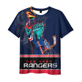 Мужская футболка 3D с принтом New York Rangers в Белгороде, 100% полиэфир | прямой крой, круглый вырез горловины, длина до линии бедер | new york rangers | nhl | stanley cup | кубок стенли | кубок стэнли | нхл | нью йорк рейнджерс | нью йорк рейнджеры | рейнджеры | хоккей | хоккейный клуб
