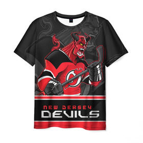 Мужская футболка 3D с принтом New Jersey Devils в Белгороде, 100% полиэфир | прямой крой, круглый вырез горловины, длина до линии бедер | Тематика изображения на принте: new jersey devils | nhl | stanley cup | дъяволы нью джерси | калинин | кубок стенли | кубок стэнли | нхл | нью джерси девилз | хоккей | хоккейный клуб