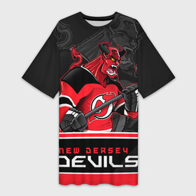 Платье-футболка 3D с принтом New Jersey Devils в Белгороде,  |  | Тематика изображения на принте: new jersey devils | nhl | stanley cup | дъяволы нью джерси | калинин | кубок стенли | кубок стэнли | нхл | нью джерси девилз | хоккей | хоккейный клуб