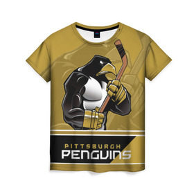Женская футболка 3D с принтом Pittsburgh Penguins в Белгороде, 100% полиэфир ( синтетическое хлопкоподобное полотно) | прямой крой, круглый вырез горловины, длина до линии бедер | nhl | pittsburgh penguins | stanley cup | кросби | кубок стенли | кубок стэнли | малкин | нхл | пингвинс | питтсбург пингвинз | сидни кросби | хоккей | хоккейный клуб