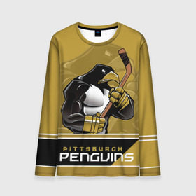Мужской лонгслив 3D с принтом Pittsburgh Penguins в Белгороде, 100% полиэстер | длинные рукава, круглый вырез горловины, полуприлегающий силуэт | Тематика изображения на принте: nhl | pittsburgh penguins | stanley cup | кросби | кубок стенли | кубок стэнли | малкин | нхл | пингвинс | питтсбург пингвинз | сидни кросби | хоккей | хоккейный клуб