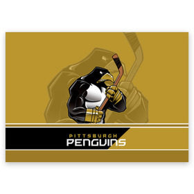 Поздравительная открытка с принтом Pittsburgh Penguins в Белгороде, 100% бумага | плотность бумаги 280 г/м2, матовая, на обратной стороне линовка и место для марки
 | nhl | pittsburgh penguins | stanley cup | кросби | кубок стенли | кубок стэнли | малкин | нхл | пингвинс | питтсбург пингвинз | сидни кросби | хоккей | хоккейный клуб