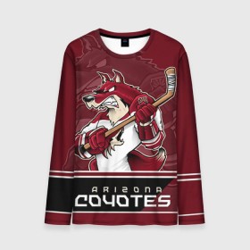 Мужской лонгслив 3D с принтом Arizona Coyotes в Белгороде, 100% полиэстер | длинные рукава, круглый вырез горловины, полуприлегающий силуэт | Тематика изображения на принте: arizona coyotes | nhl | stanley cup | аризона койотис | аризона койоты | кубок стенли | кубок стэнли | нхл | хоккей | хоккейный клуб