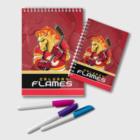 Блокнот с принтом Calgary Flames в Белгороде, 100% бумага | 48 листов, плотность листов — 60 г/м2, плотность картонной обложки — 250 г/м2. Листы скреплены удобной пружинной спиралью. Цвет линий — светло-серый
 | Тематика изображения на принте: calgary flames | nhl | stanley cup | калгари флэймз | кубок стенли | кубок стэнли | нхл | флэймс | хоккей | хоккейный клуб