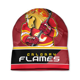 Шапка 3D с принтом Calgary Flames в Белгороде, 100% полиэстер | универсальный размер, печать по всей поверхности изделия | calgary flames | nhl | stanley cup | калгари флэймз | кубок стенли | кубок стэнли | нхл | флэймс | хоккей | хоккейный клуб